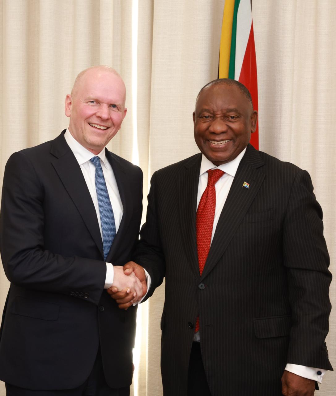 L-R: Michael Miebach, CEO, Mastercard with His Excellency, Cyril Ramaphosa, President of South Africa during the visit of the Mastercard Global Team to Johannesburg, South Africa on Wednesday, 24 June 2026.