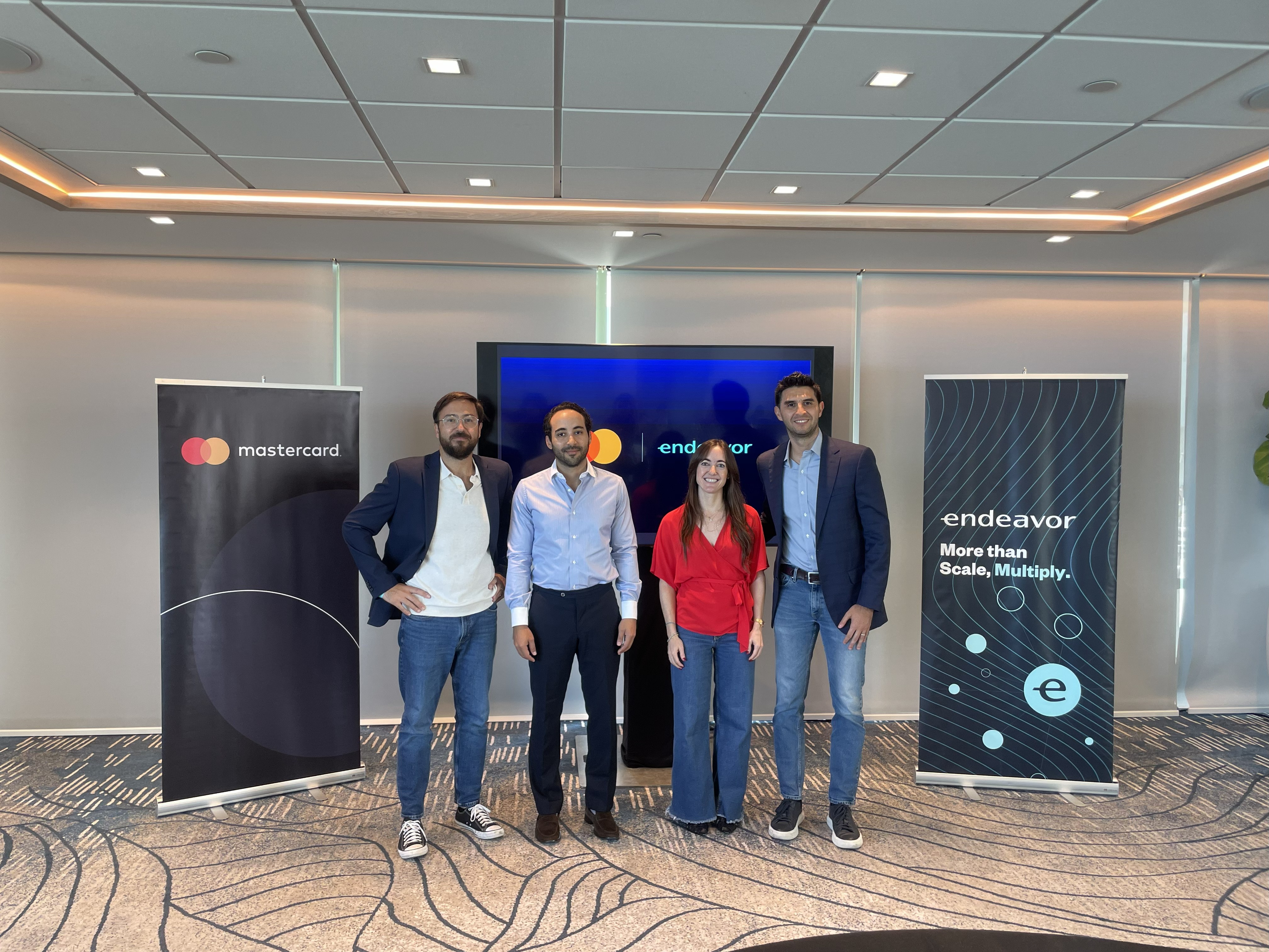 Sebastian Vidal, chief operating officer, Raincoat; Alexander Schachter, co- founder and president, Kiwi; Cristina Tamayo, managing director, Endeavor Puerto Rico & Pablo Cuarón, country manager, Mastercard Puerto Rico